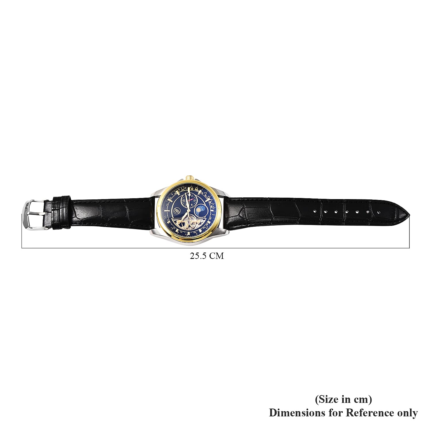 GENOA Automatic Mechanical Movement Skeleton Black Dial Water Resistant Watch with Black Strap