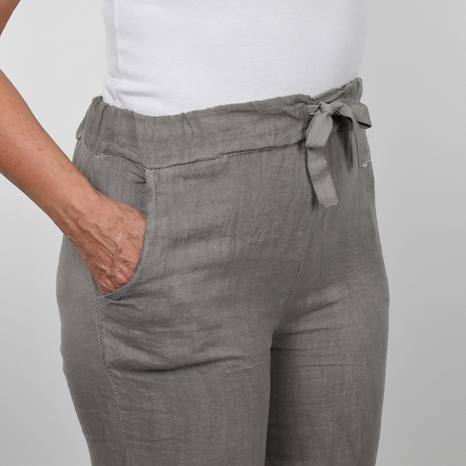 Linen Trousers in Light Khaki (Size 8-16)
