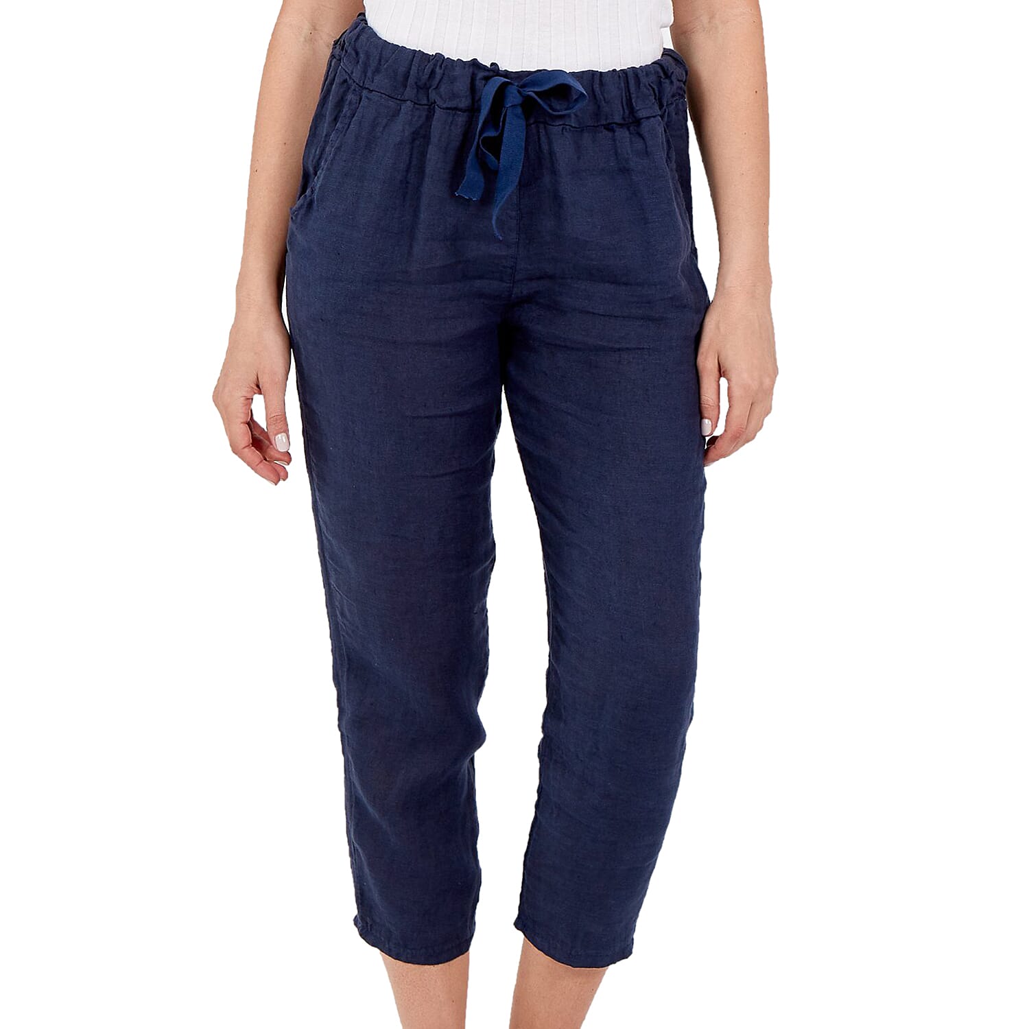 Linen Trousers in Navy (Size 8-16)