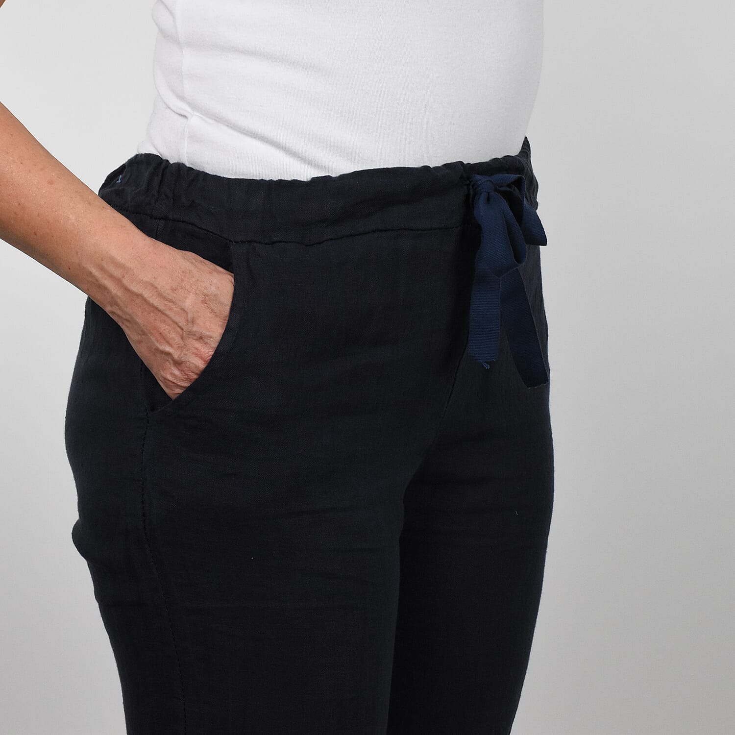 Linen Trousers in Navy (Size 8-16)