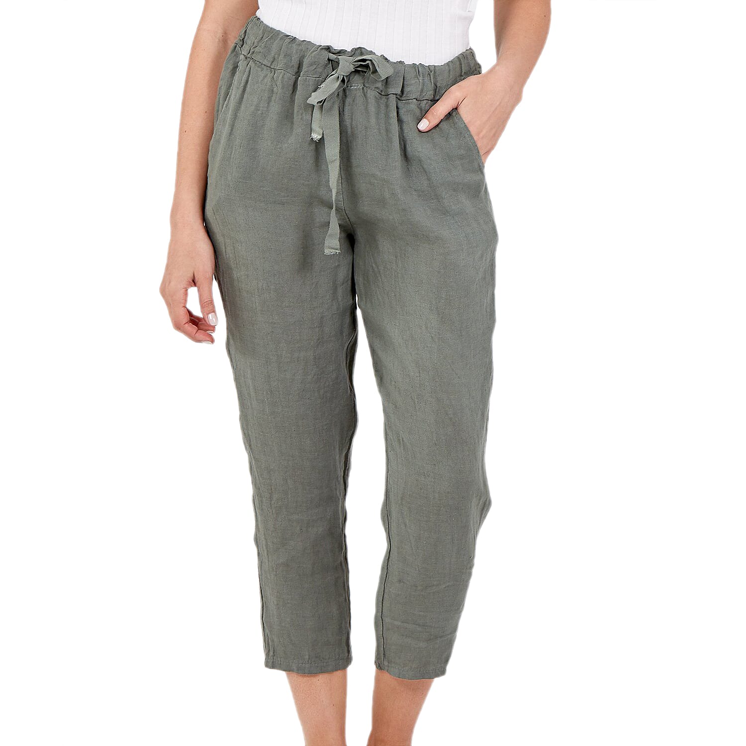 Linen Trousers in Light Brown (Size 8-16)