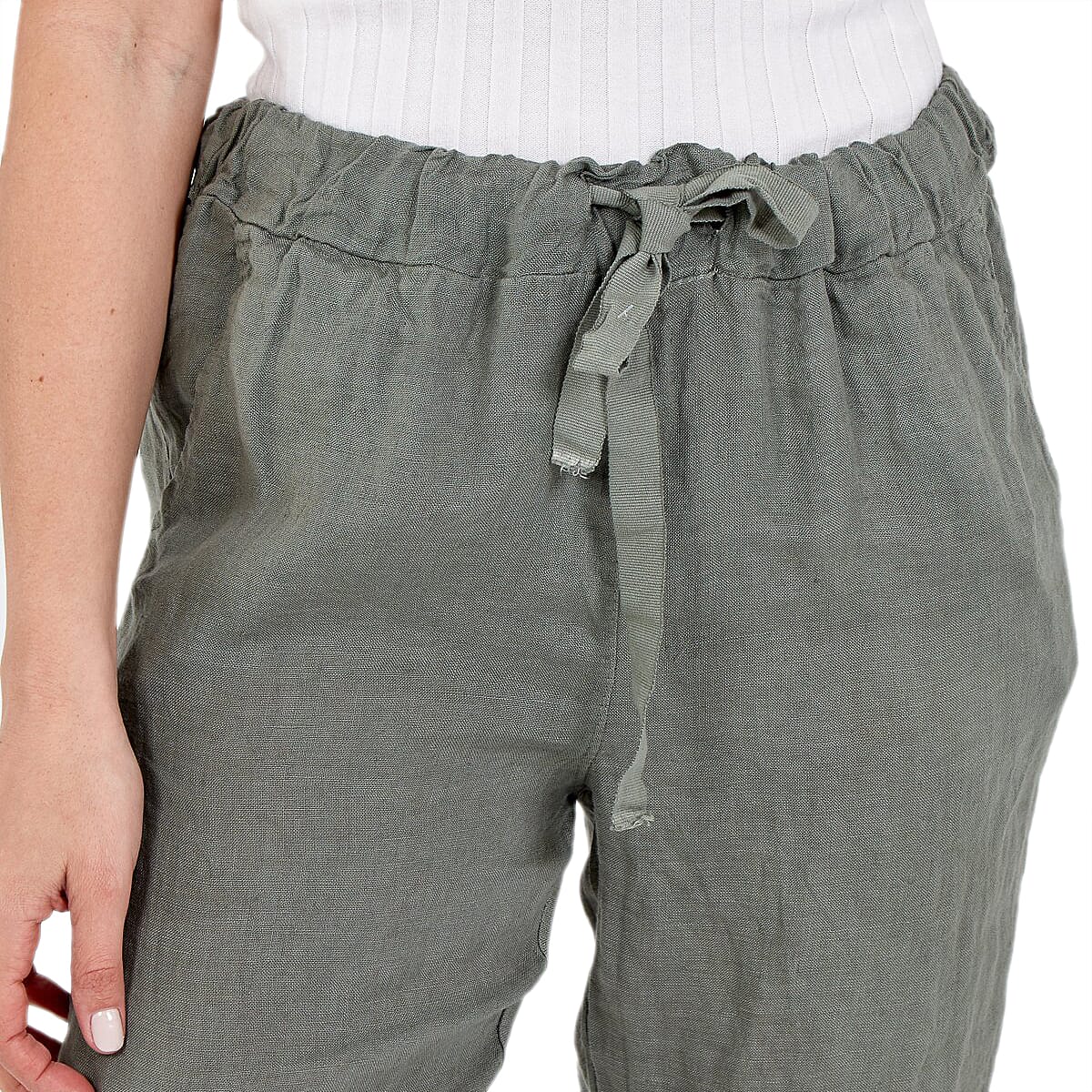 Linen Trousers in Light Brown (Size 8-16)