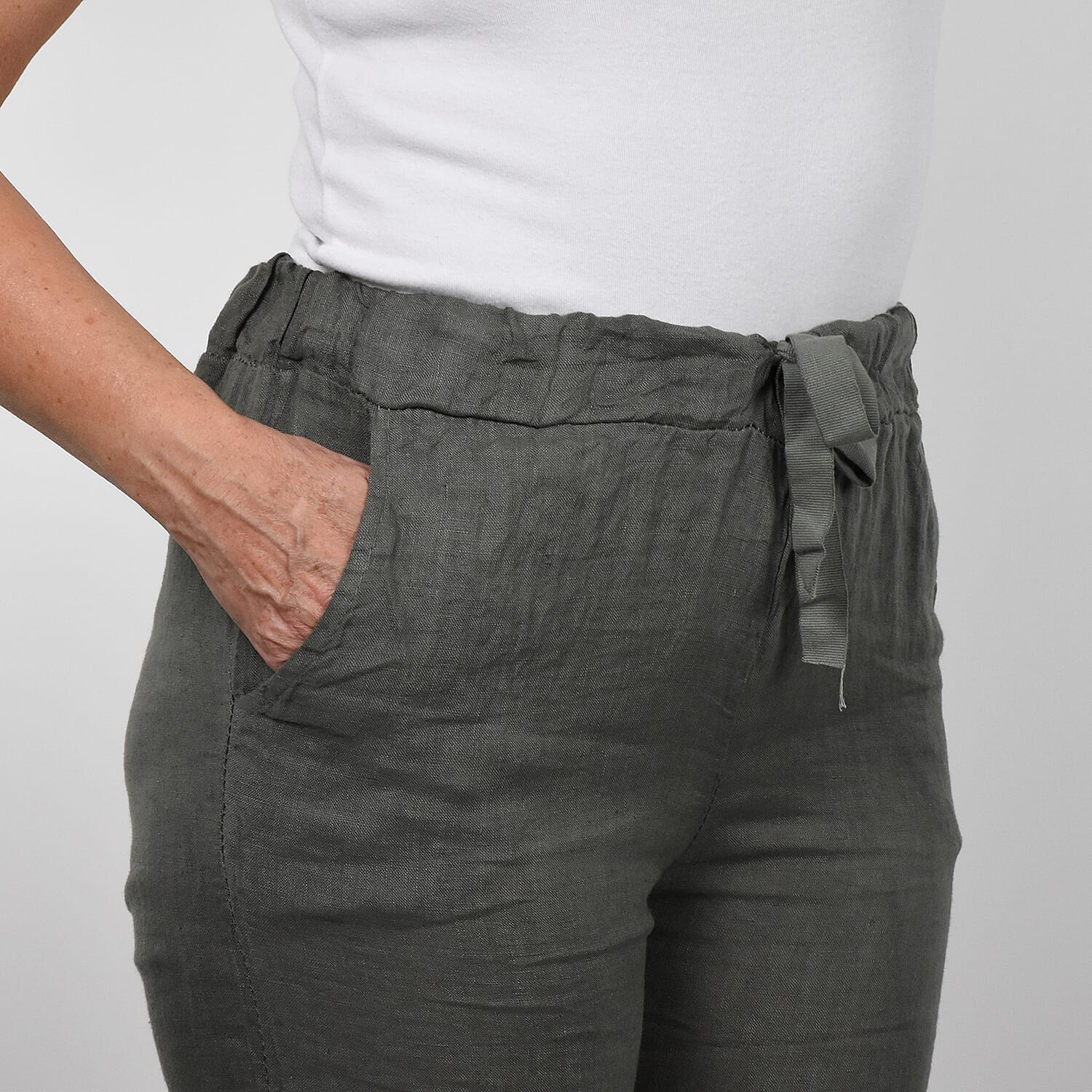 Linen Trousers in Light Brown (Size 8-16)