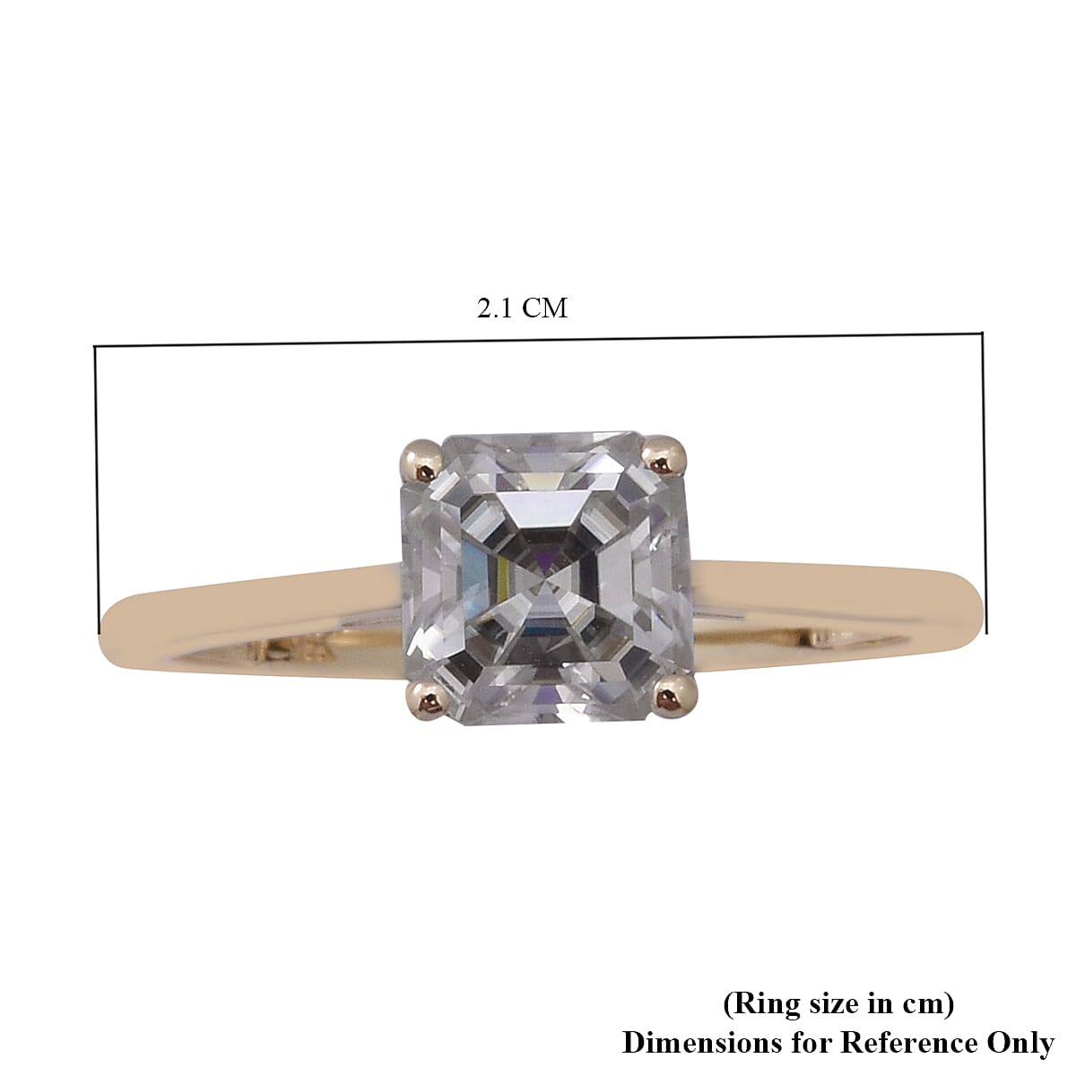 TJC Exclusive 9K Yellow Gold Very Rare Moissanite Asscher cut  Ring 1.34 Ct.