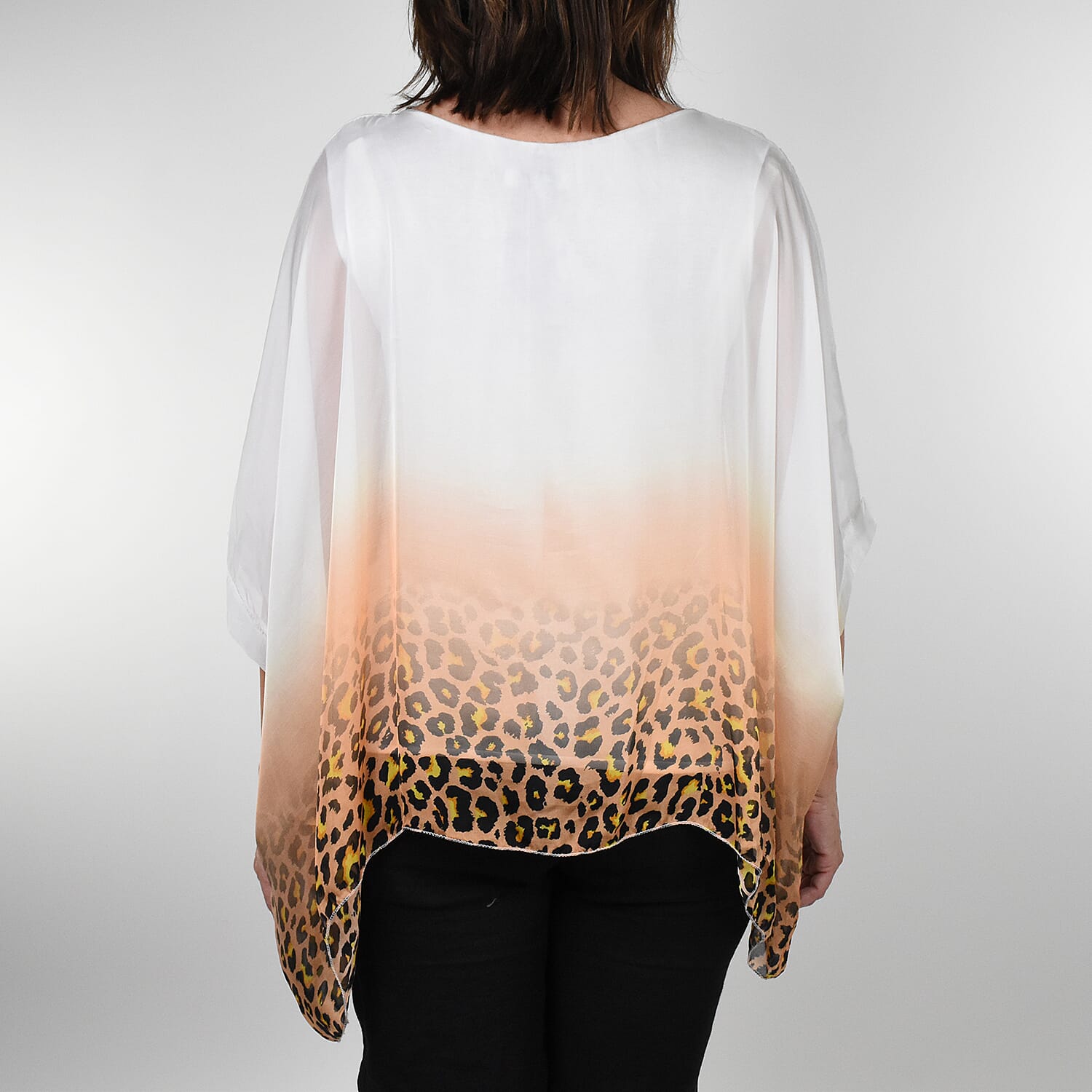 Nova of London Premier Collection 100% Silk Leopard Pattern Top in White (Size 10-18)