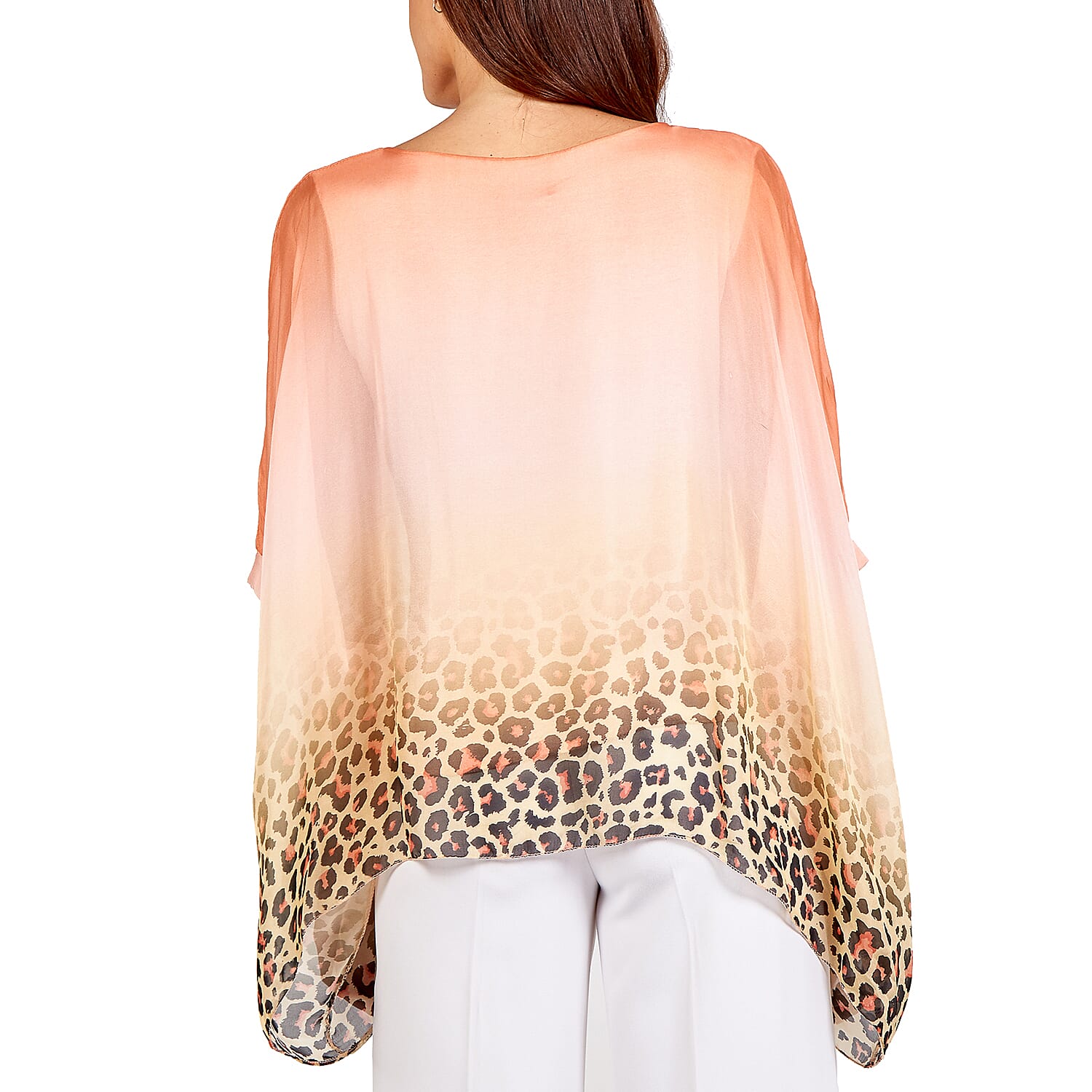 Nova of London Premier Collection 100% Silk Leopard Pattern Top in Coral (Size 10-18)