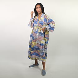 NOVA of London - Abstract Midi Smock Dress in Pink and Multi (Size up to 18)