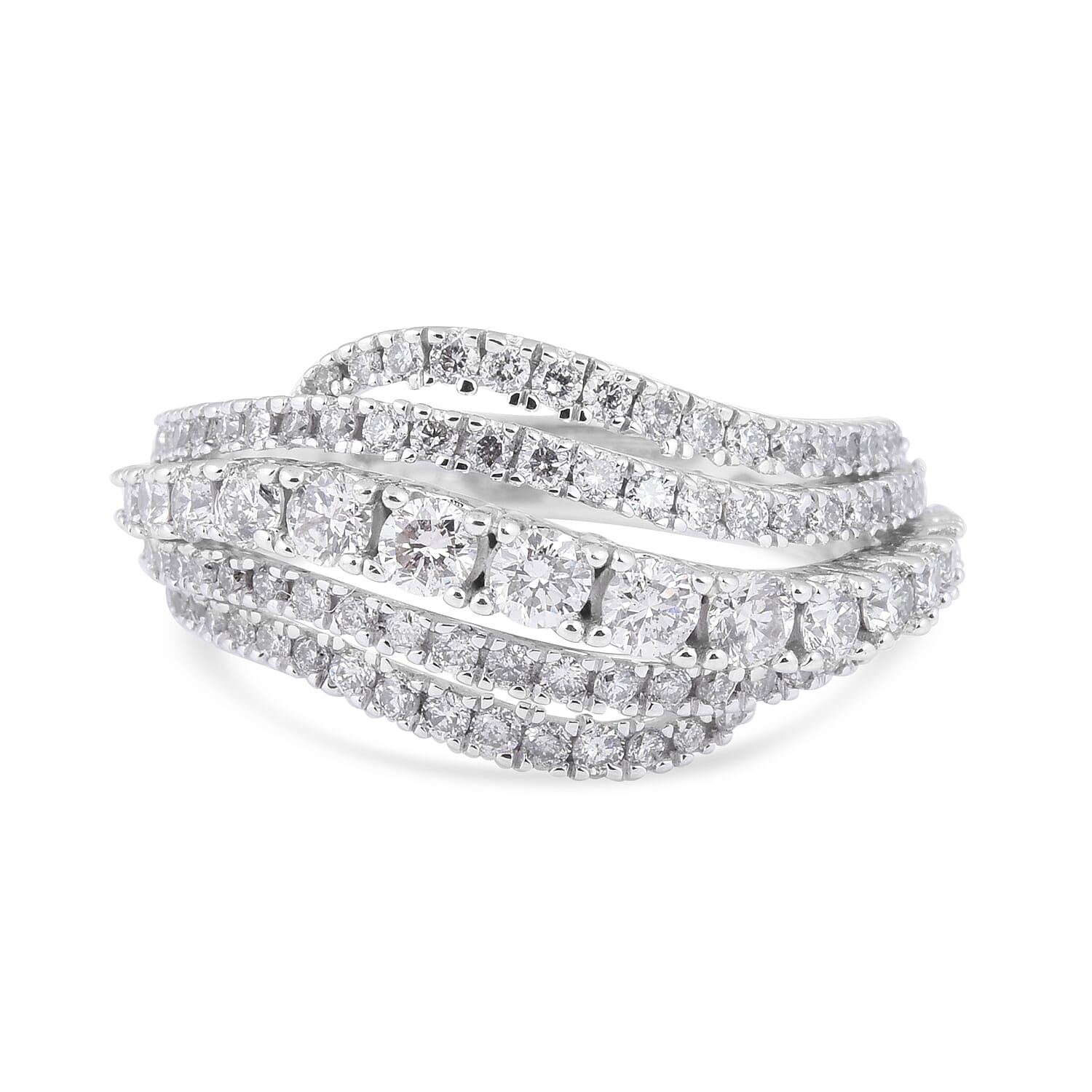 14K White Gold Diamond (I1-I2- G-H) Ring 1.40 Ct, Gold wt 5.99 Gms