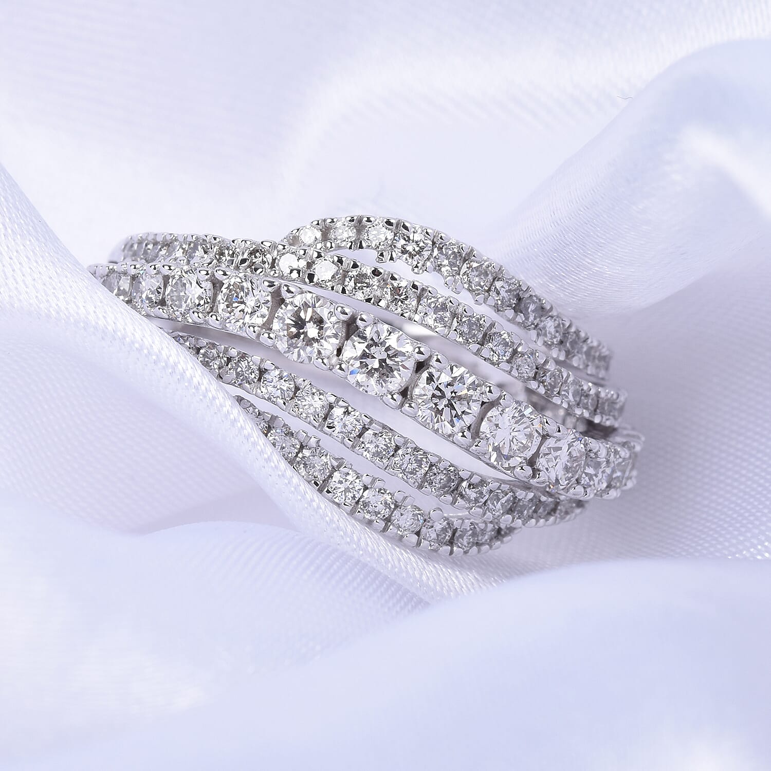 14K White Gold Diamond (I1-I2- G-H) Ring 1.40 Ct, Gold wt 5.99 Gms