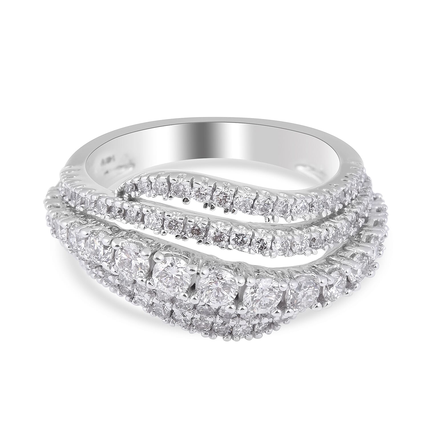 14K White Gold Diamond (I1-I2- G-H) Ring 1.40 Ct, Gold wt 5.99 Gms