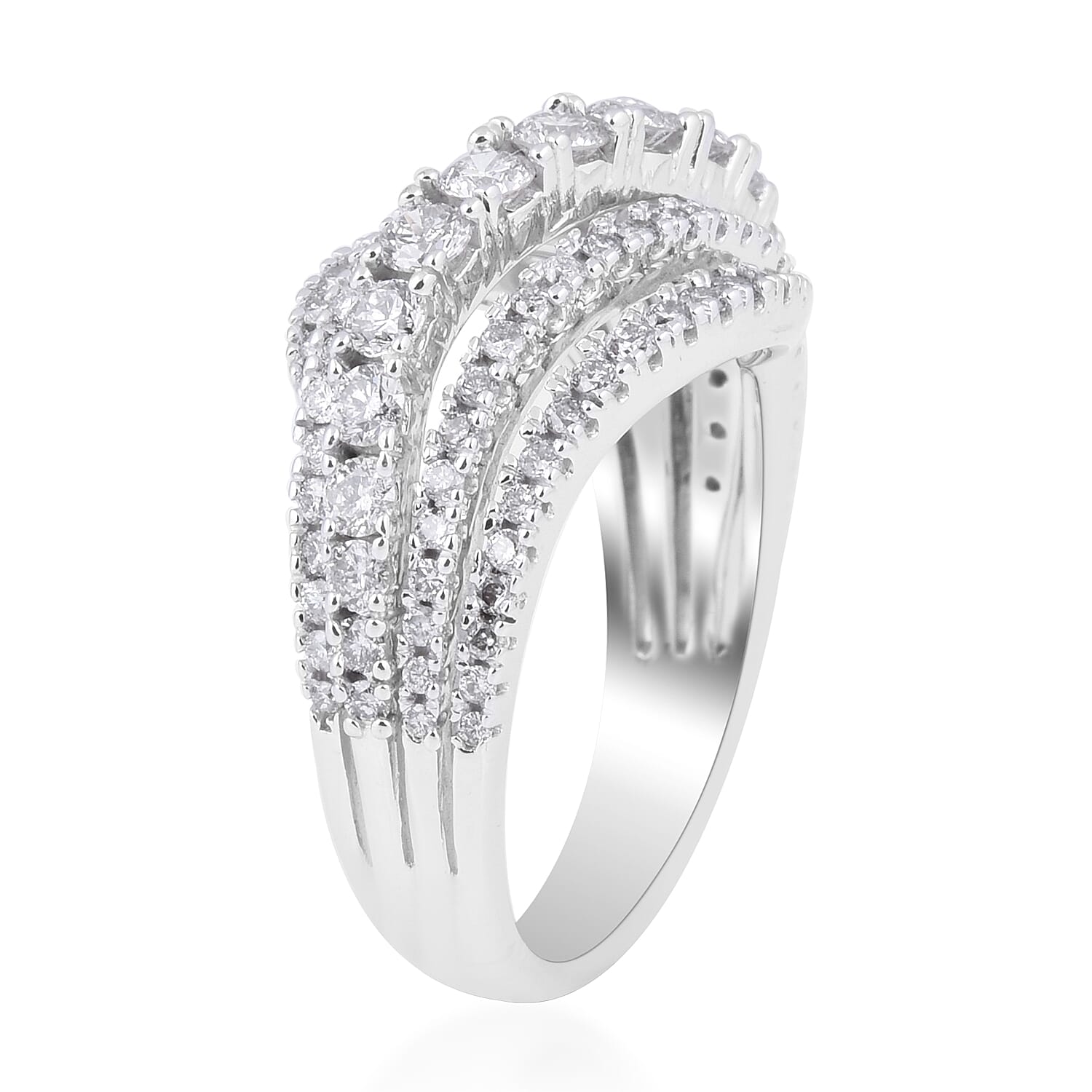 14K White Gold Diamond (I1-I2- G-H) Ring 1.40 Ct, Gold wt 5.99 Gms