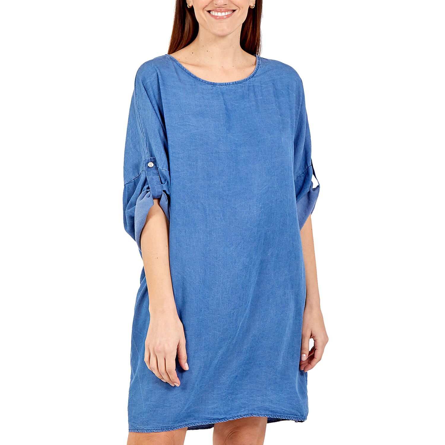 NOVA of London - Zip Back Dress in Mid Denim (Size up to 20)