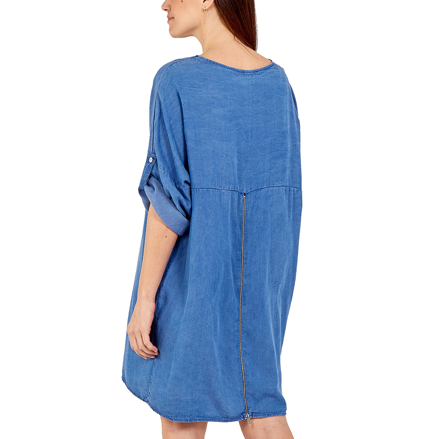 NOVA of London - Zip Back Dress in Mid Denim (Size up to 20)