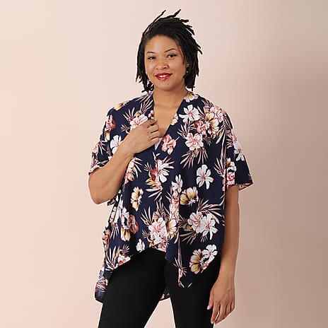 JOVIE Floral Pattern Women Kimono (Size-86x70Cm) - Navy and Multi