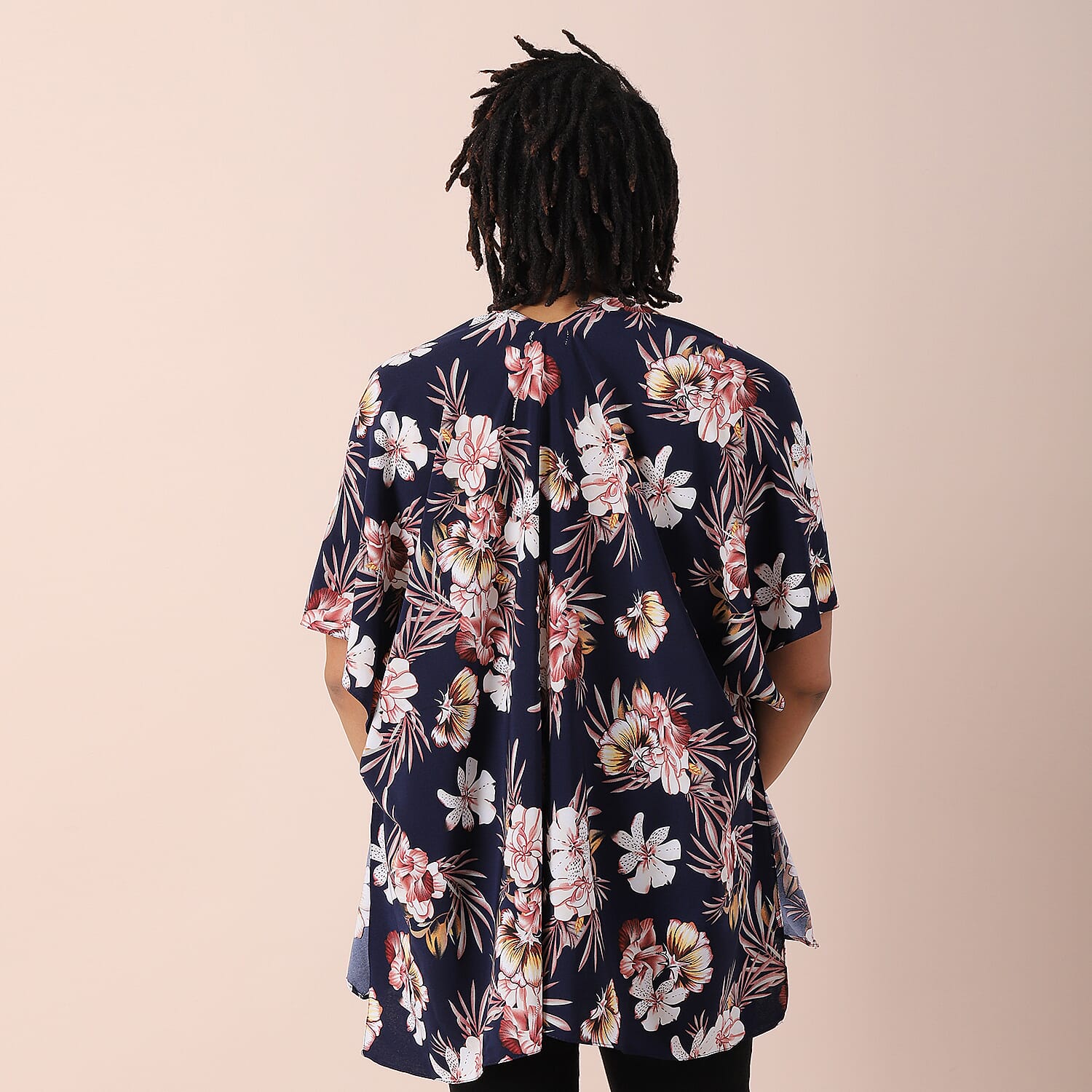 JOVIE Floral Pattern Women Kimono (Size-86x70Cm) - Navy and Multi