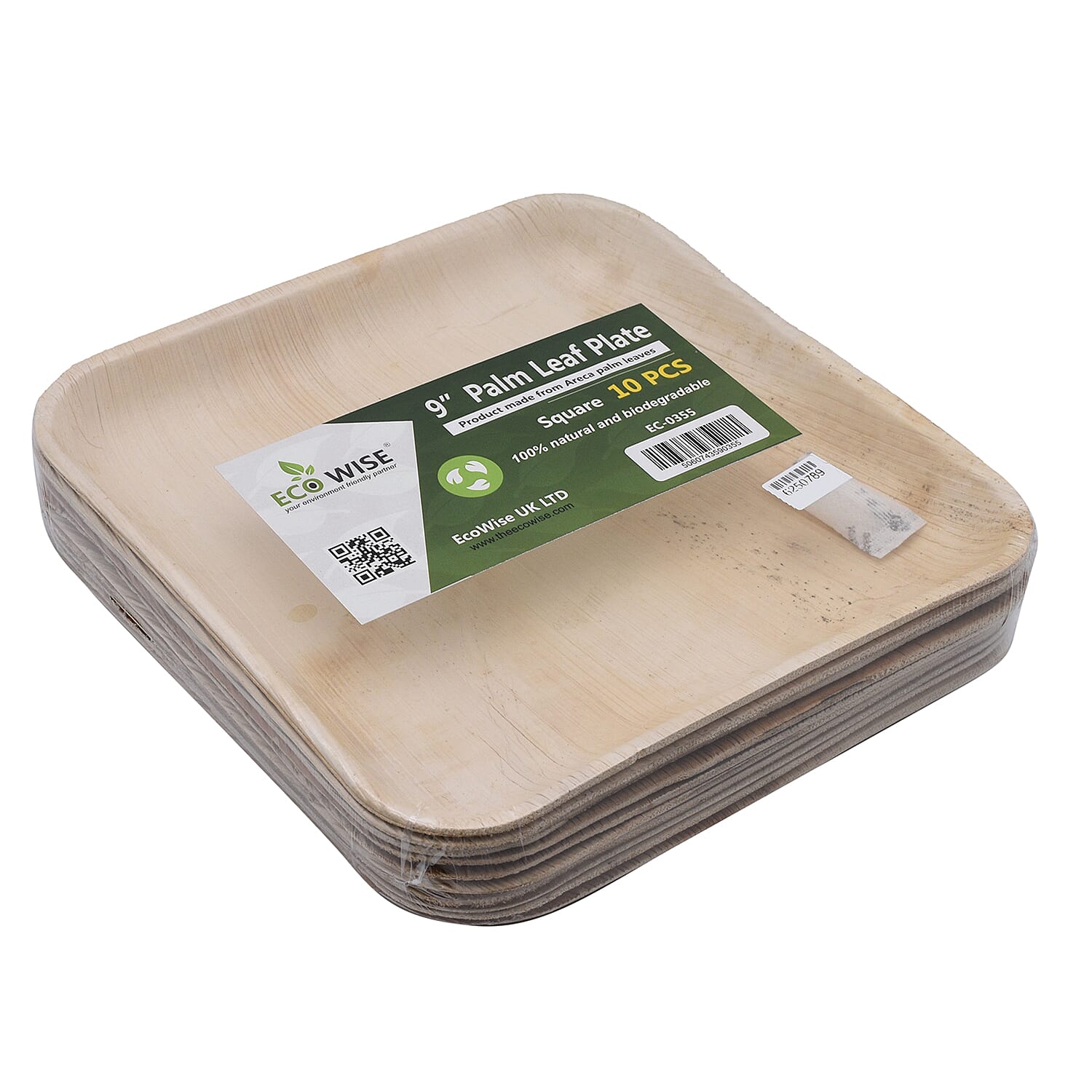 Areca Palm Leaf Square Plates (Pack of 10 pcs) (Size 23 Cm)