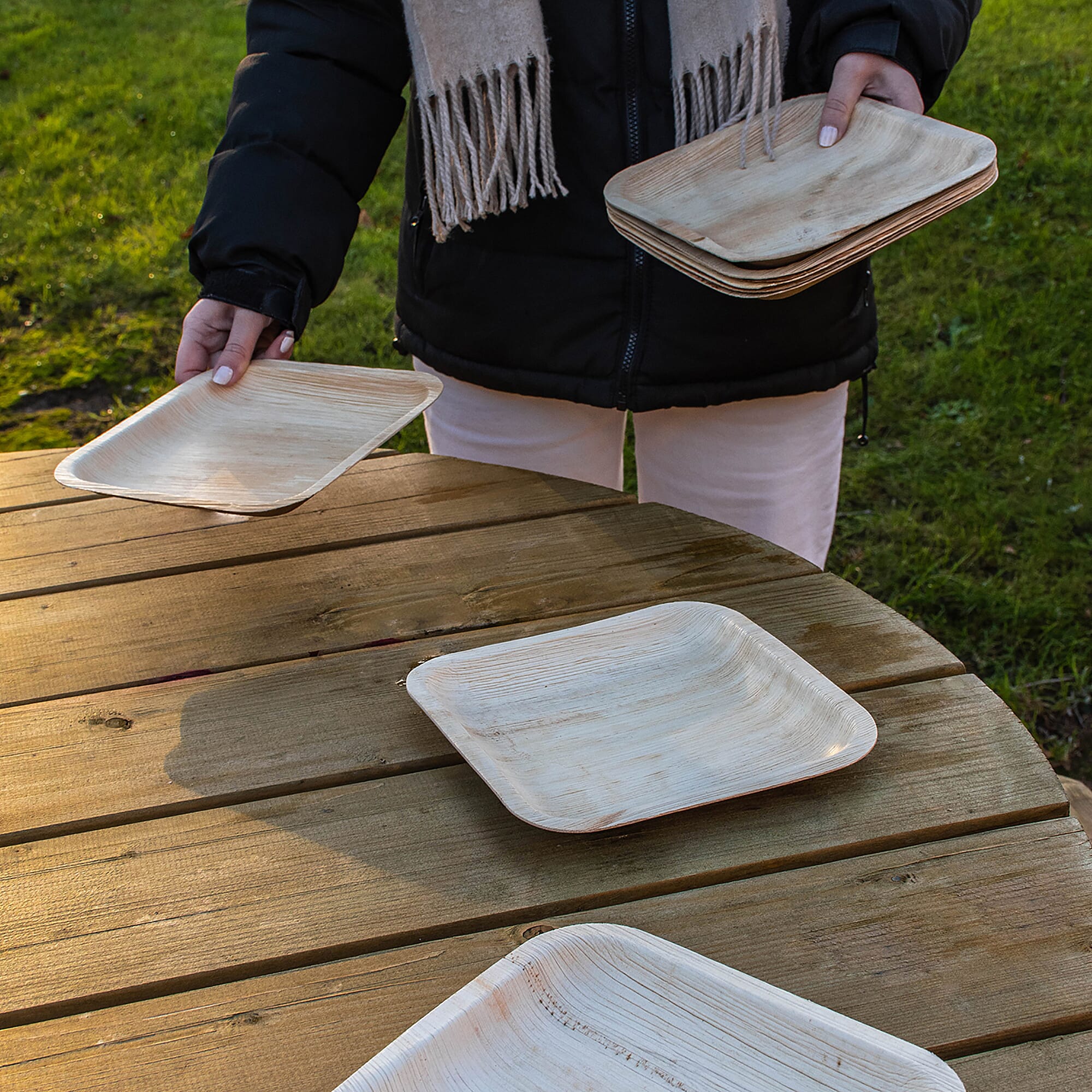 Areca Palm Leaf Square Plates (Pack of 25 pcs) (Size 23 CM)