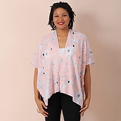 JOVIE Floral Pattern V-Neckline Kimono - Pink