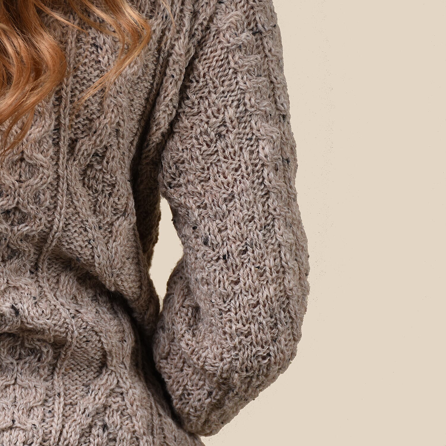 ARAN Pure Wool Heritage Cardigan - Light Brown