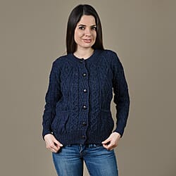 ARAN Pure Wool Heritage Cardigan - Light Brown