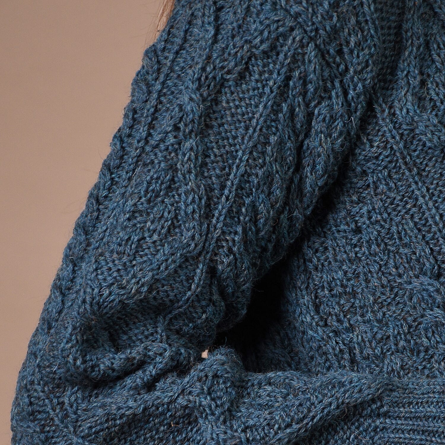 ARAN Pure Wool Heritage Cardigan - Light Brown