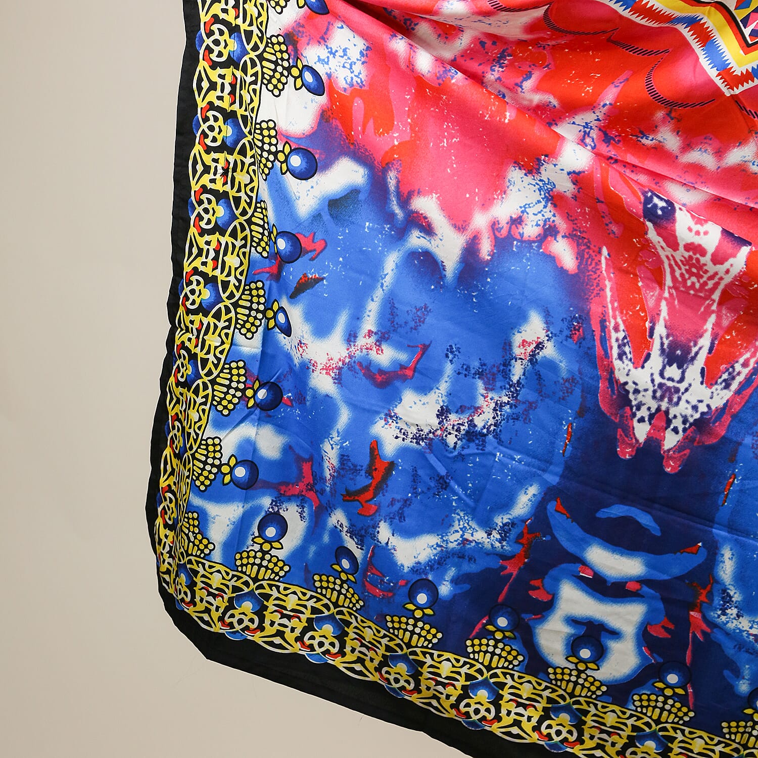 Winlar Long Micro Panel Print Kaftan (One Size Fits All) - Pink & Blue