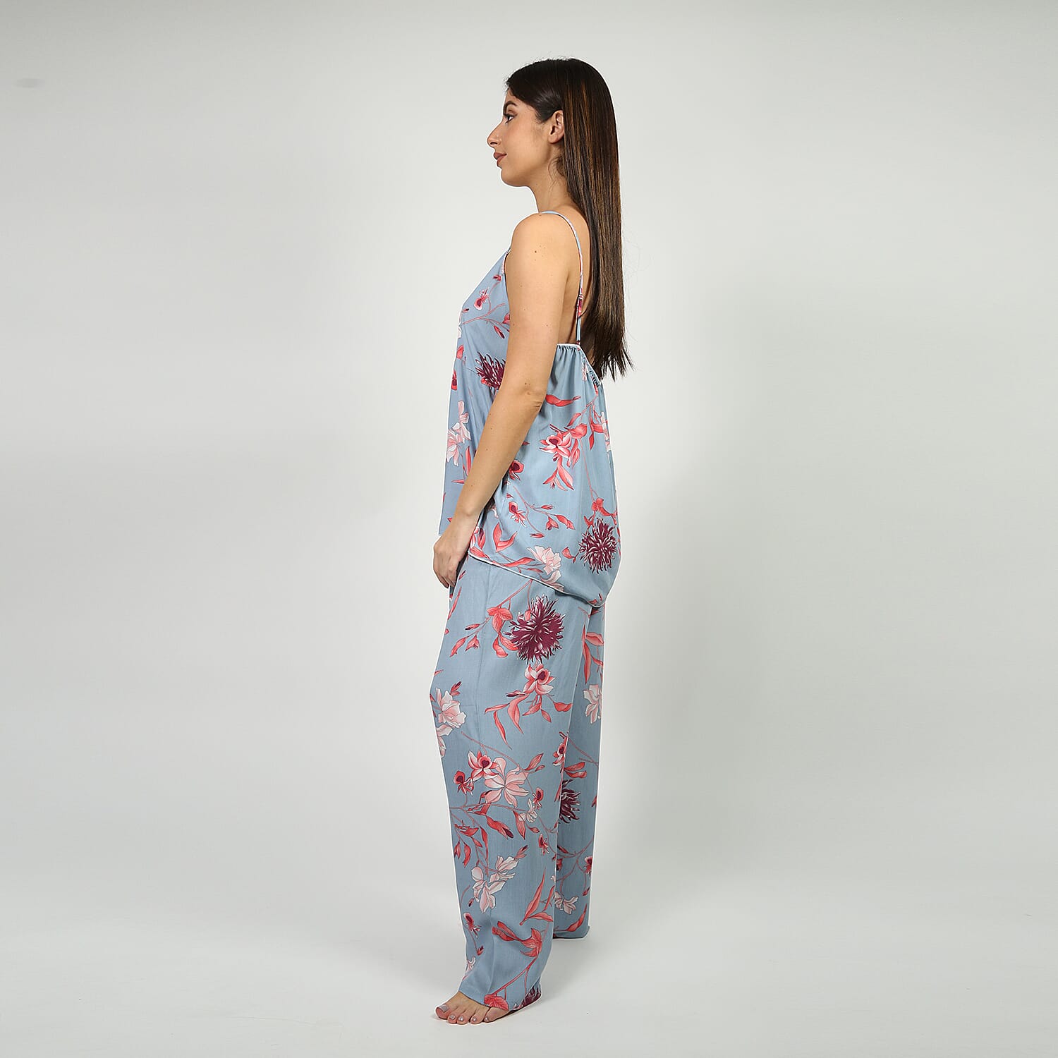Winlar Long Micro Panel Print Kaftan (One Size Fits All) - Pink & Blue