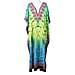 Winlar Long Micro Panel Print Kaftan (One Size Fits All) - Turquoise & Multi