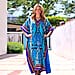 Winlar Long Micro Animal Print Kaftan (One Size Fits All) - Blue