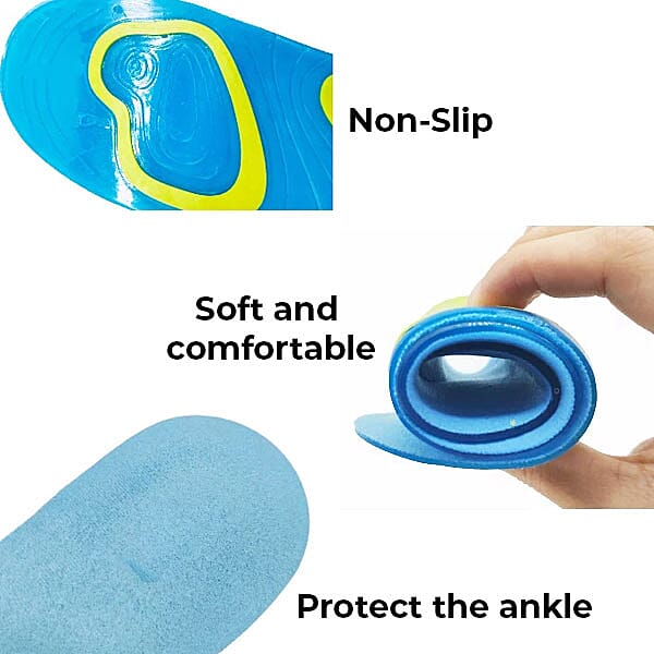 Anti Fatigue Athletic Work Sports Cushioned Shock Absorbing Shoe Gel Insoles (Size:31x9 Cm) - Blue and Yellow