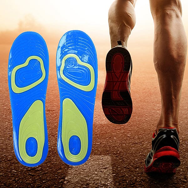 Anti Fatigue Athletic Work Sports Cushioned Shock Absorbing Shoe Gel Insoles (Size:31x9 Cm) - Blue and Yellow