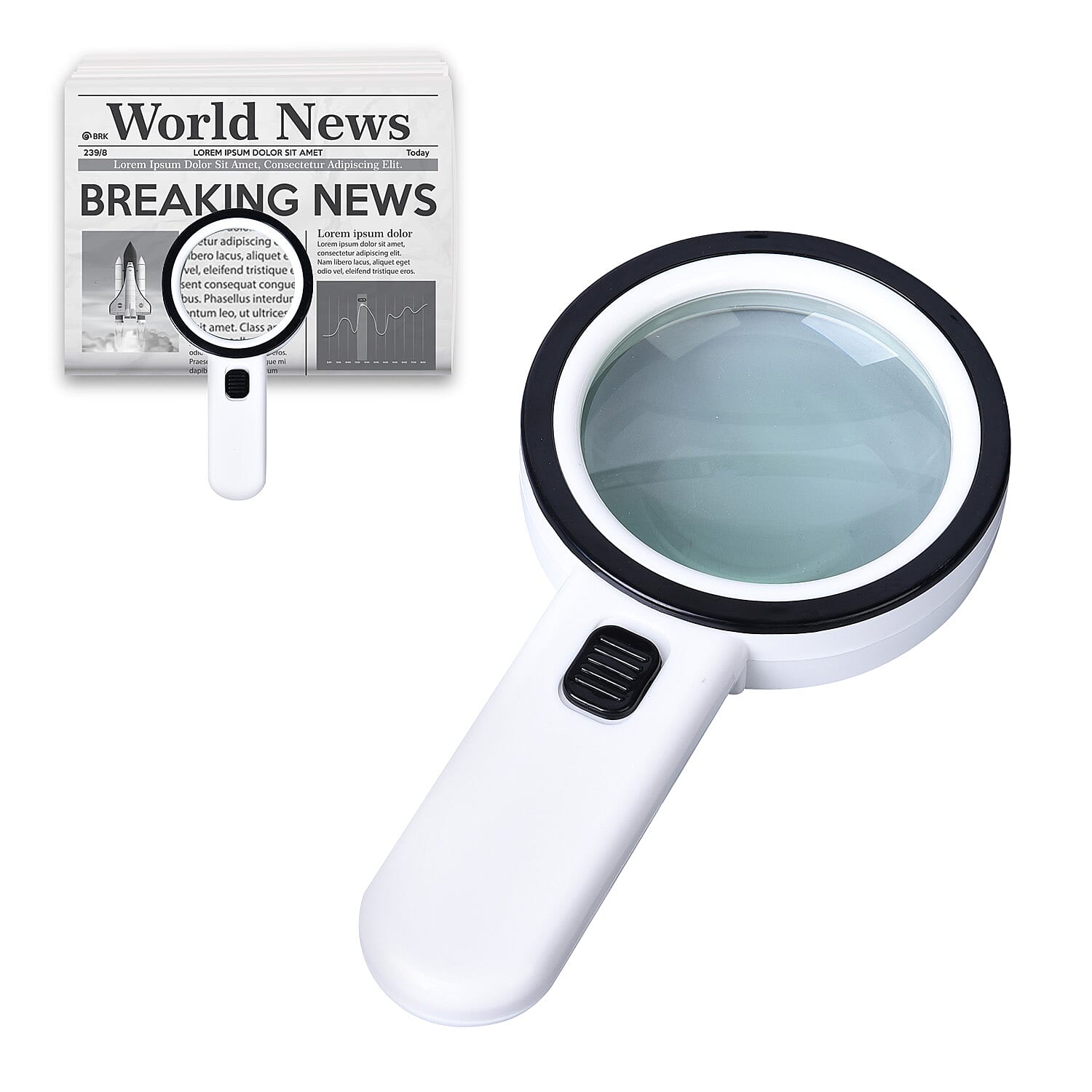 30x Handheld Large Magnifying Glass with 12 LED Illuminated Lighted Magnifier (Requires 2 AA batteries, Not included)