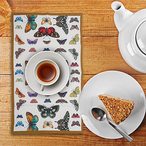 Pimpernel 100% Cotton Butterfly Print Botanic Garden Harmony Tea Towel in White (Size 75x46cm)