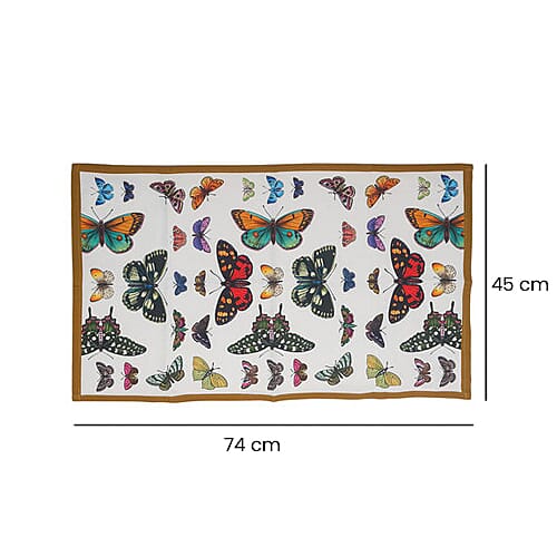 Pimpernel 100% Cotton Butterfly Print Botanic Garden Harmony Tea Towel in White (Size 75x46cm)