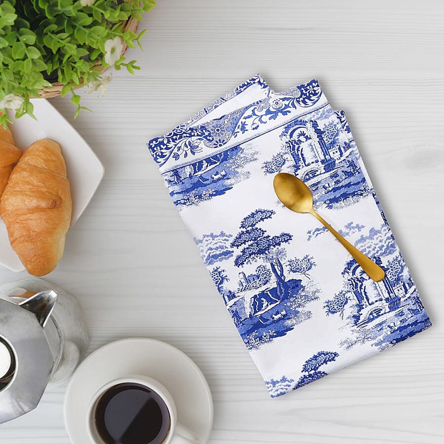 Pimpernel 100% Cotton Blue and White Italian Tea Towel (Size 76x46cm)