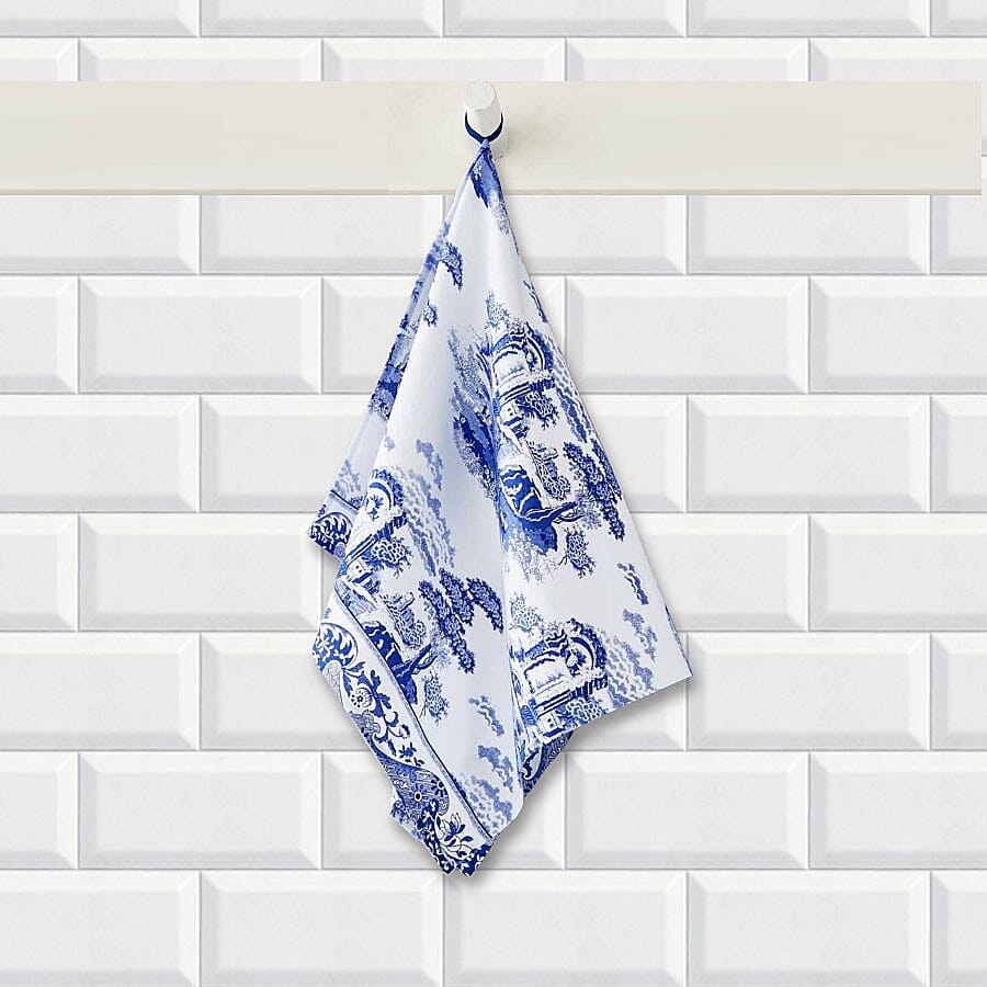 Pimpernel 100% Cotton Blue and White Italian Tea Towel (Size 76x46cm)