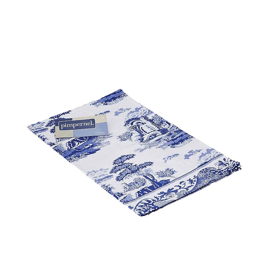 Pimpernel 100% Cotton Blue and White Italian Tea Towel (Size 76x46cm)