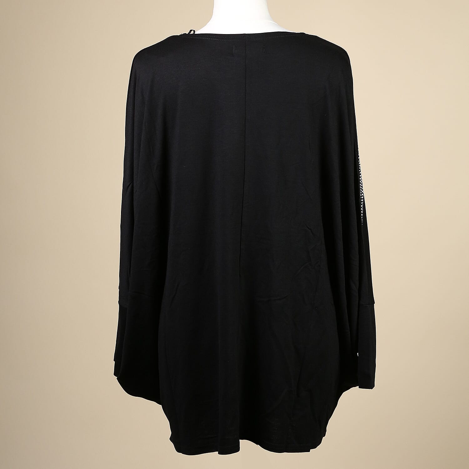 Nova of London Diamante Star Long Sleeve Jersey Top (Free Size/Length-72Cm) - Black