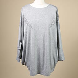 Nova of London Diamante Star Long Sleeve Jersey Top (Free Size/Length-72Cm) - Grey