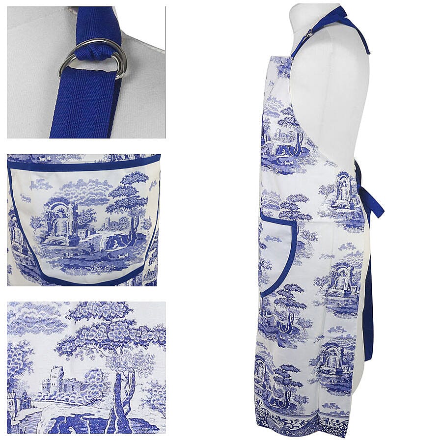 Pimpernel 100% Cotton Blue and White Italian Apron (Size 95x70cm)