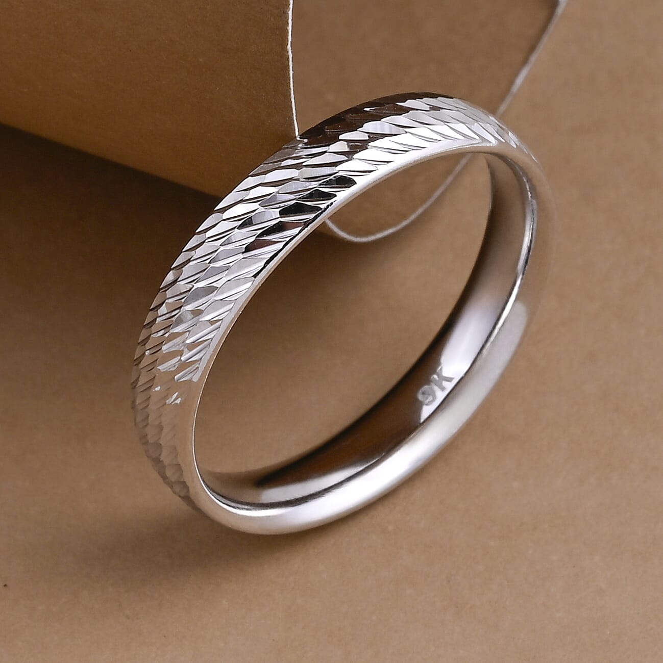 Royal Bali Collection - 9K White Gold Diamond Cut Band Ring