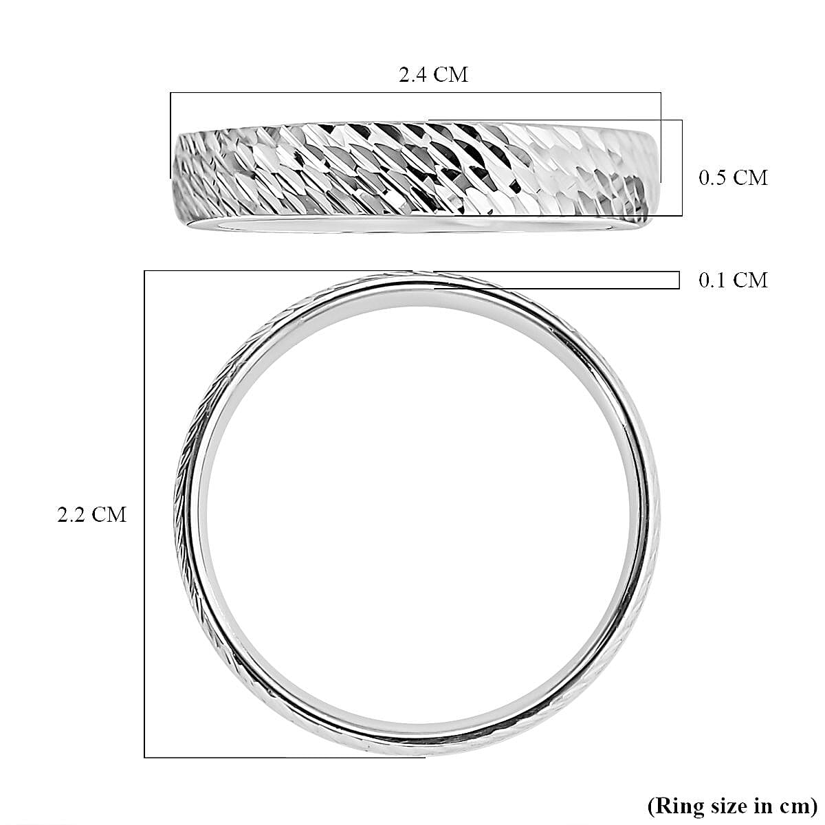 Royal Bali Collection - 9K White Gold Diamond Cut Band Ring