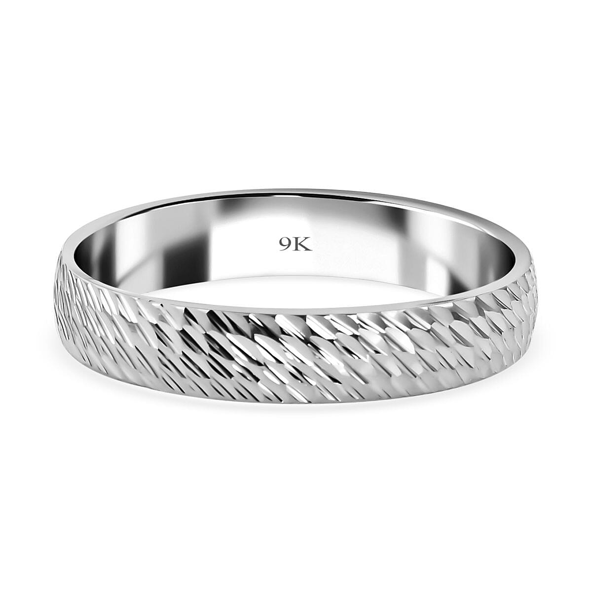 Royal Bali Collection - 9K White Gold Diamond Cut Band Ring