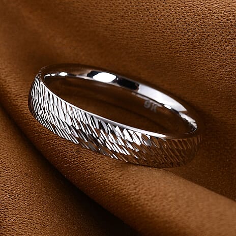 Royal Bali Collection - 9K White Gold Diamond Cut Band Ring
