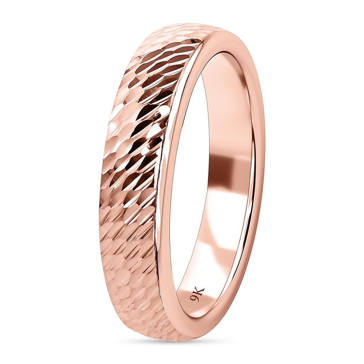 9K Rose Gold Diamond Cut Band Ring