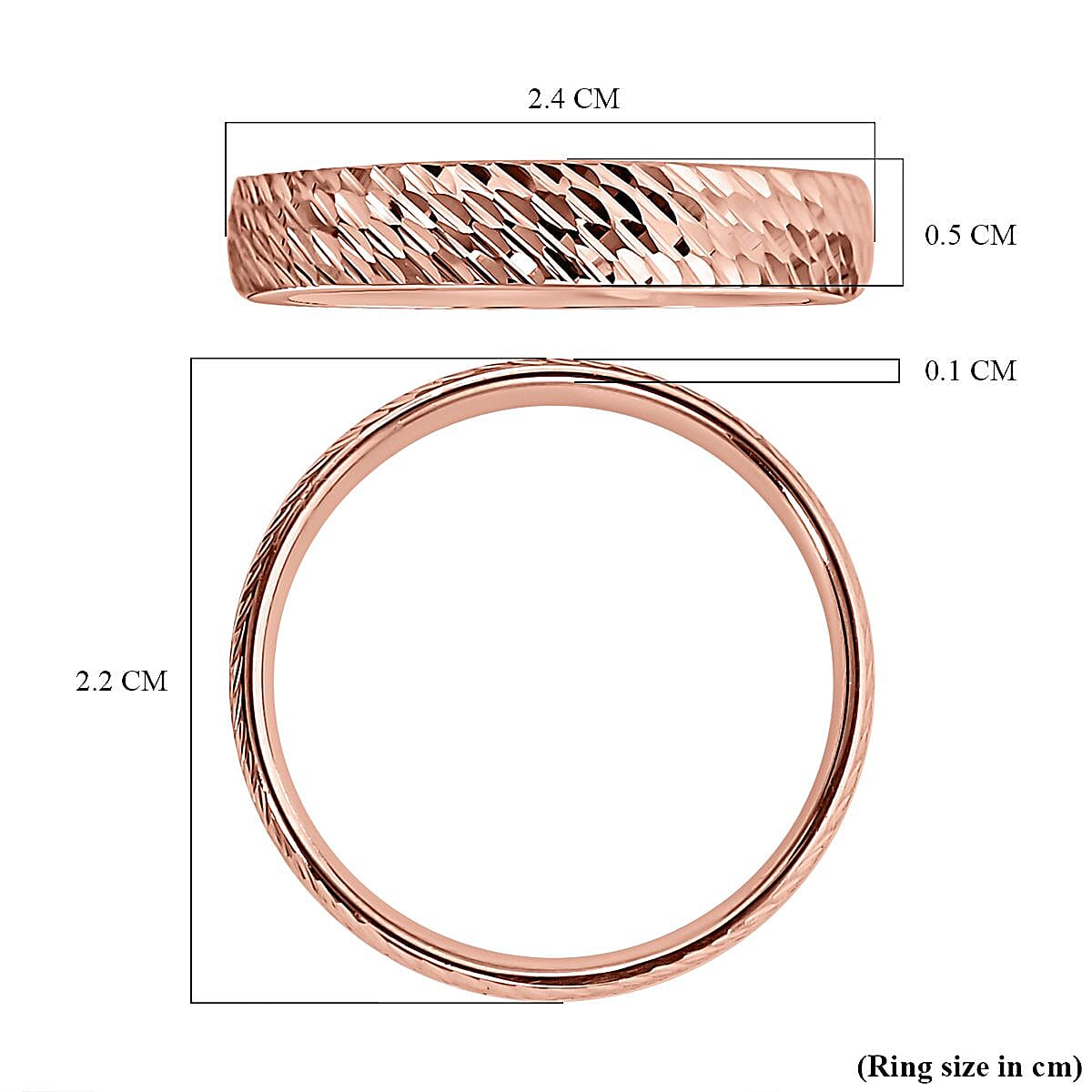 9K Rose Gold Diamond Cut Band Ring