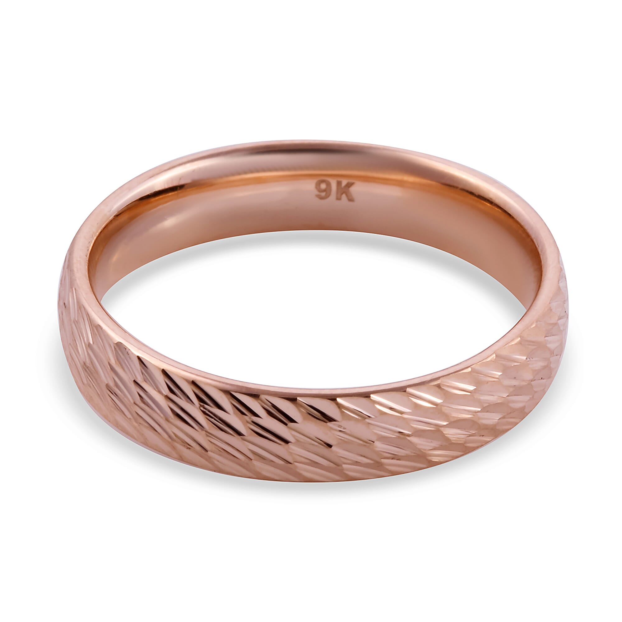 9K Rose Gold Diamond Cut Band Ring