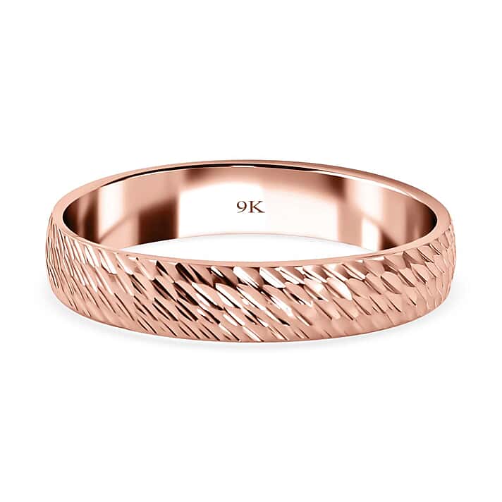 Royal Bali Collection 9K Rose Gold Band Ring in Diamond Cut Pattern