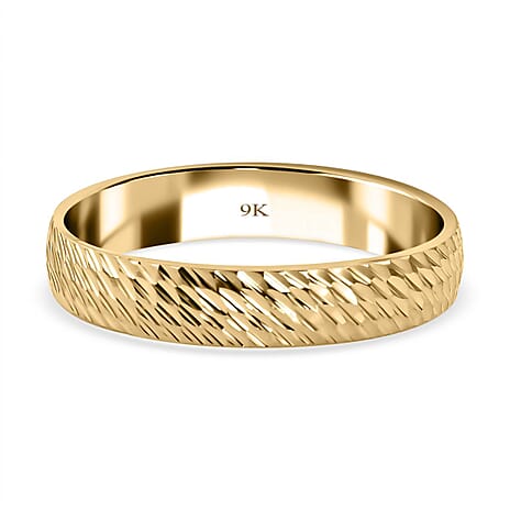 Close Out Deal - 9K Yellow Gold Diamond Cut Band Ring