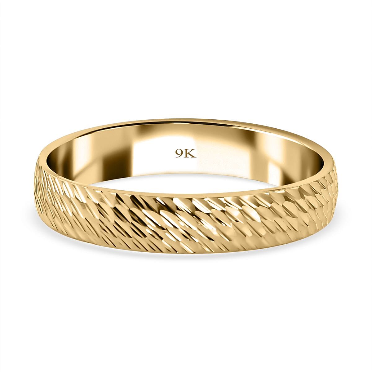 9K Yellow Gold Diamond Cut Band Ring